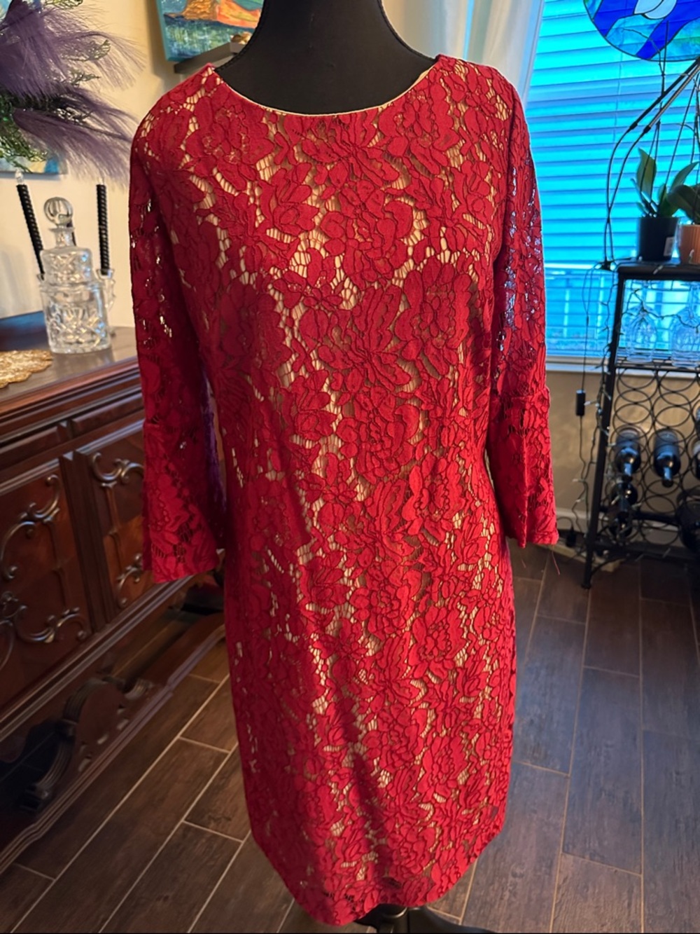 Burgundy lace dress